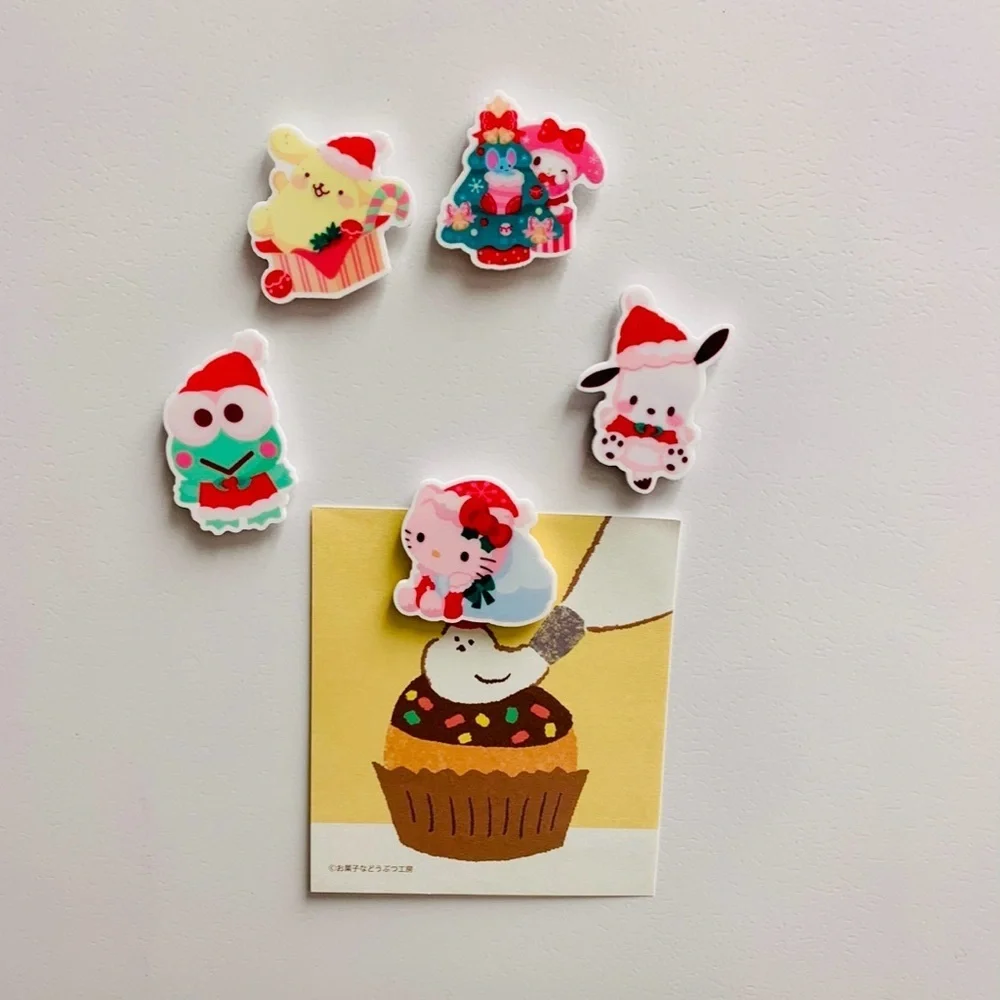 Handmade Magnets Christmas Set Of 5 Pcs, Hello Kitty Melody Pochacco Pompompurin
